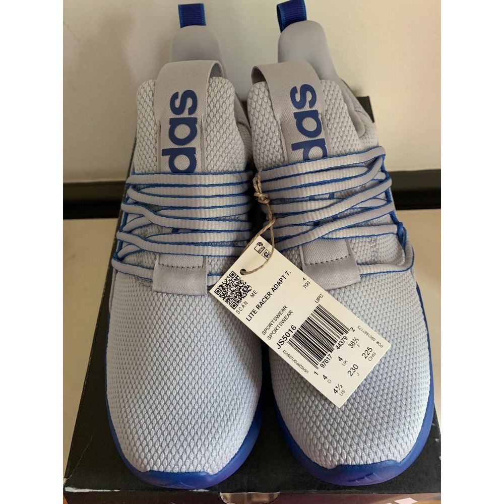 Adidas Lite Racer Adapt 7.0 K Sneakers JS5016 Grey Blue Size 4.5 Youth NEW W/Box - Picture 3 of 6